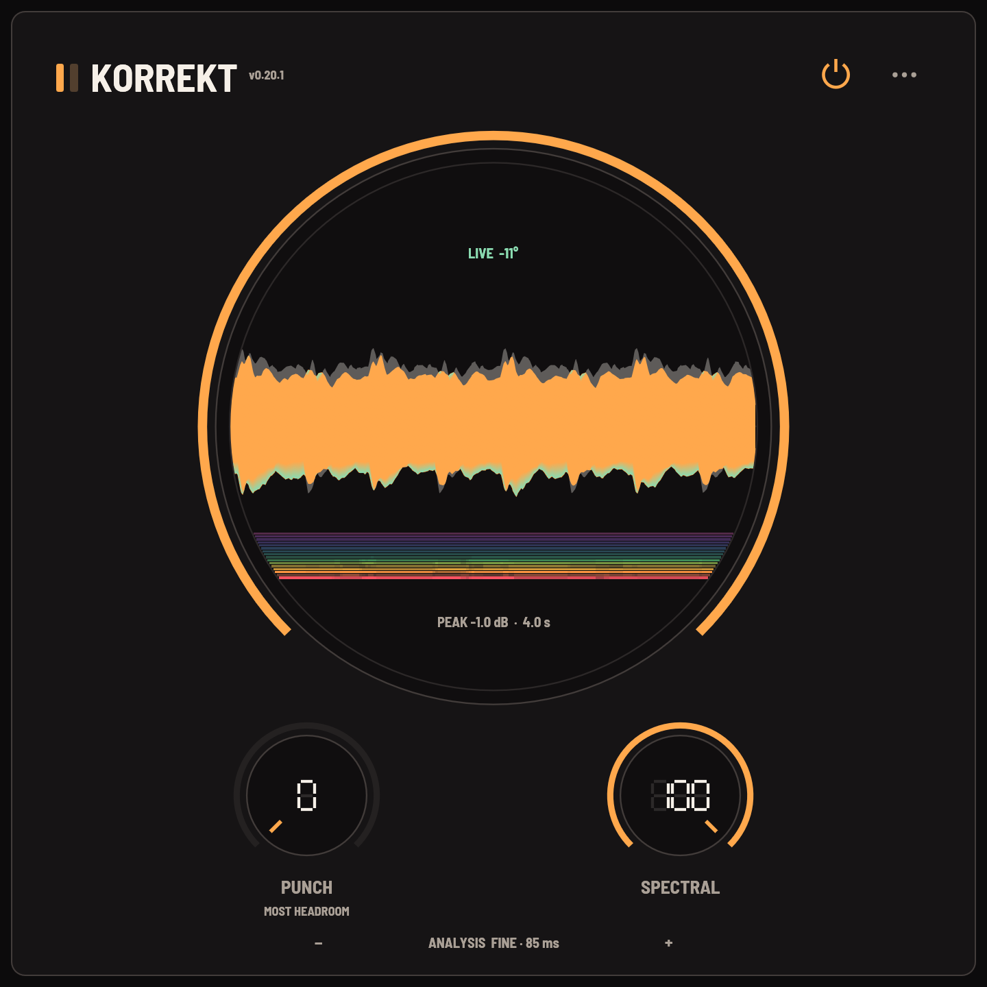 KORREKT audio plugin interface, view 1